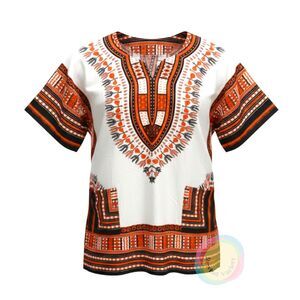 White Black Orange Dashiki Shirt Unisex XL Angelina Print Boho Festival